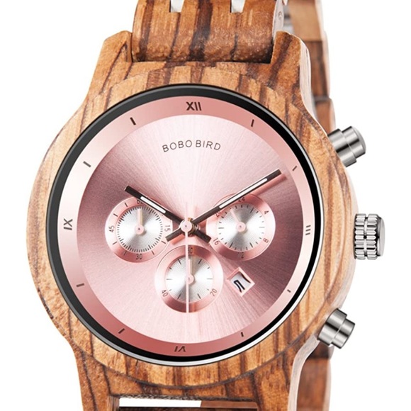 WOMANS PINK WOODEN FASHION WORK WATCH NEW - Picture 5 of 10